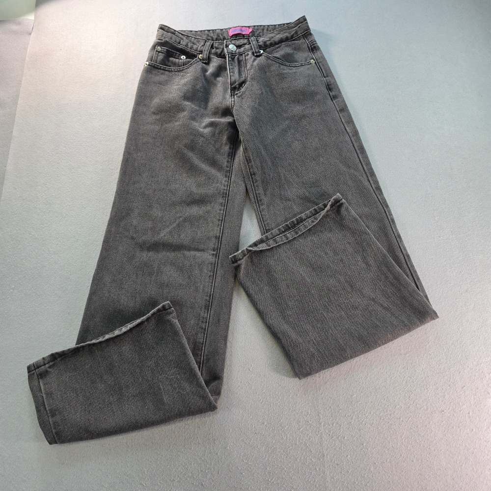 Edikted Wide Leg Jeans Washed Black Baggy High Waisted Denim XS 30 Inseam